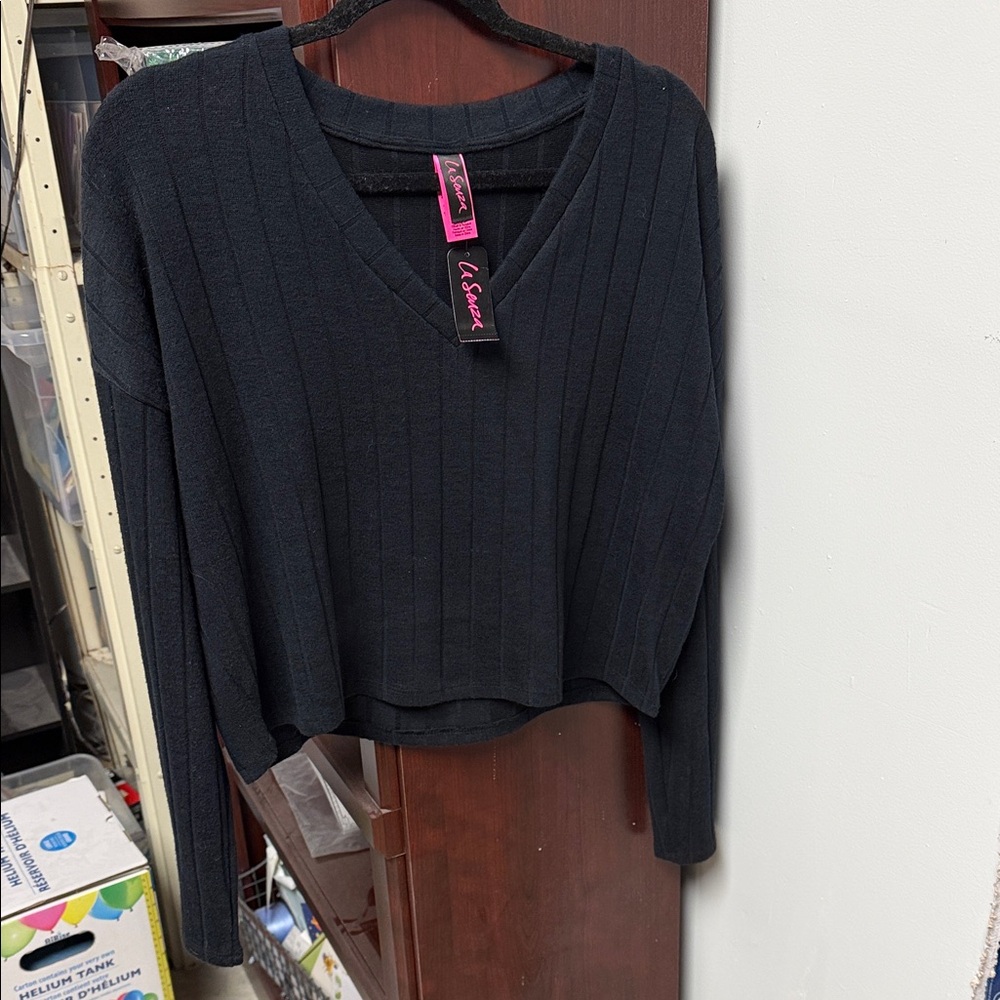 La SENZA Black V-Neck cropped Sweater